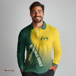 Australia Bowls Personalised Long Sleeve Polo Shirt Basic Marble Glaze - National Color LT7