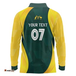 Australia Cricket Custom Long Sleeve Polo Shirt GO Aussie - Modern Motif LT7