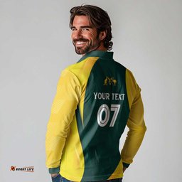 Australia Cricket Custom Long Sleeve Polo Shirt GO Aussie - Modern Motif LT7