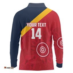 Custom South Australia Cricket Long Sleeve Polo Shirt Go Champions - Aboriginal Art LT14