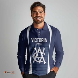 Custom Victoria Cricket Long Sleeve Polo Shirt Go Champions - Sporty Style LT14