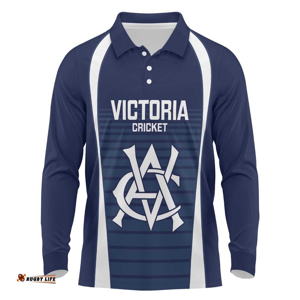 Custom Victoria Cricket Long Sleeve Polo Shirt Go Champions - Sporty Style LT14