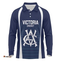 Custom Victoria Cricket Long Sleeve Polo Shirt Go Champions - Sporty Style LT14