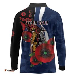 Geelong Cats ANZAC Personalised Long Sleeve Polo Shirt Lest We Forget Poppy Camo LT9