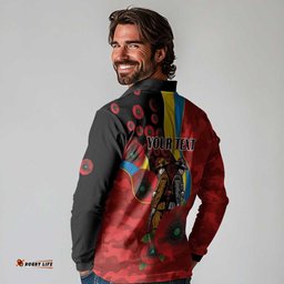 Gold Suns ANZAC Personalised Long Sleeve Polo Shirt Lest We Forget Poppy Camo LT9