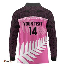 Custom New Zealand Aotearoa Cricket Long Sleeve Polo Shirt Go White Silver Fern LT14