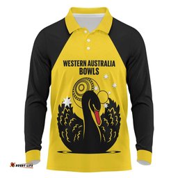 Custom Western Australia Bowls Long Sleeve Polo Shirt Go Champions WA Black Swan LT14