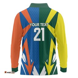 India vs Australia Custom Long Sleeve Polo Shirt Blue vs Gold Cricket Heritage LT9