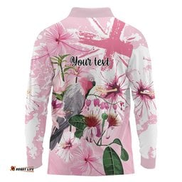 Personalised Australia Day Long Sleeve Polo Shirt Pink Parrot Bird Opal Art LT9
