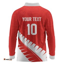 Custom New Zealand Cricket Long Sleeve Polo Shirt Kiwi Birds Haka Dance Red Fern Sporty Style LT03