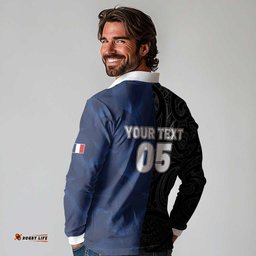 France And New Zealand Rugby Custom Long Sleeve Polo Shirt Les Bleus Rooster With Maori Tiki LT05