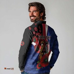 North Kangaroos ANZAC Personalised Long Sleeve Polo Shirt Lest We Forget Poppy Camo LT9