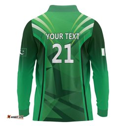 Pakistan Cricket Custom Long Sleeve Polo Shirt The Green Shirts with Sporty Pattern LT9