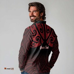 Personalised Keep Maori Wards New Zealand Long Sleeve Polo Shirt Stronger Together Aotearoa Taniko LT14