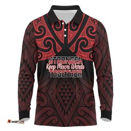 Personalised Keep Maori Wards New Zealand Long Sleeve Polo Shirt Stronger Together Aotearoa Taniko LT14