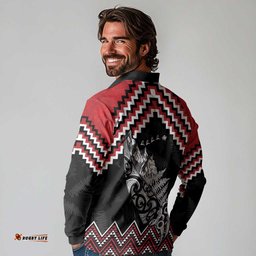 New Zealand Christmas Taniko Poutama Long Sleeve Polo Shirt Mountainscape Maori Fern LT7