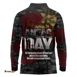 Australia ANZAC Day Long Sleeve Polo Shirt We Will Remember Them Poppy Camouflage LT14