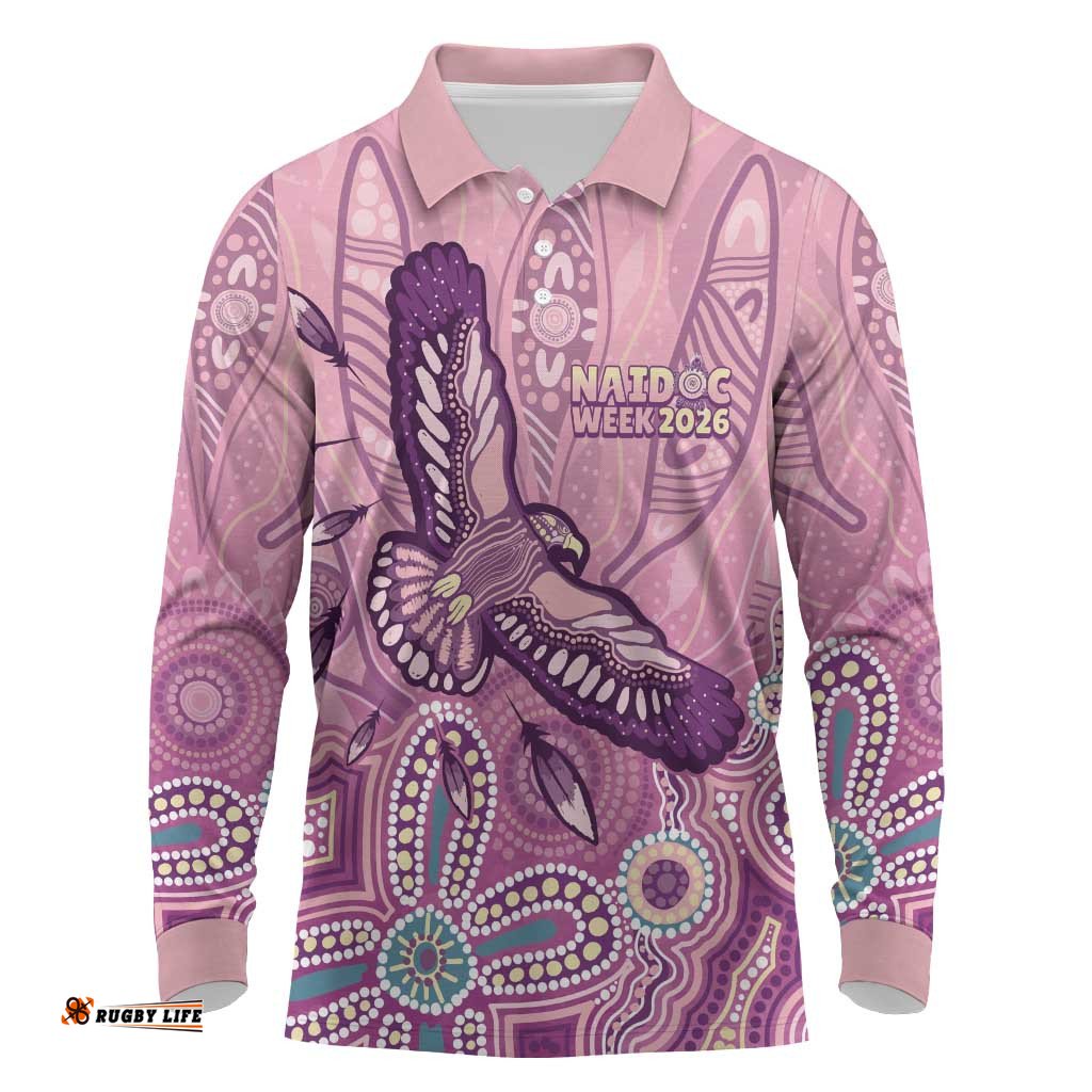 NAIDOC Week - 50 Years Deadly Long Sleeve Polo Shirt Pastel Wings LT7