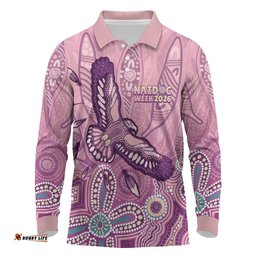 NAIDOC Week - 50 Years Deadly Long Sleeve Polo Shirt Pastel Wings LT7