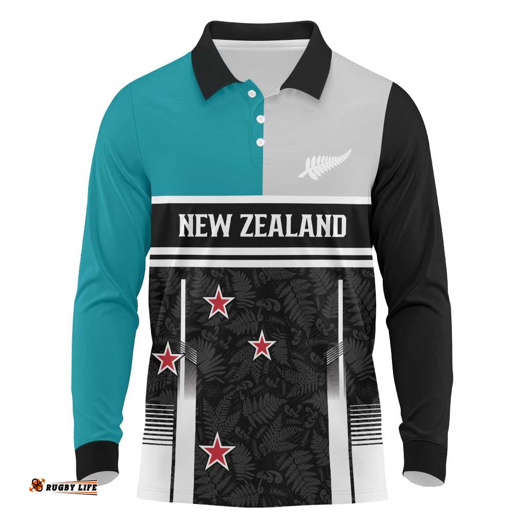 Custom NZ Cricket Pride Long Sleeve Polo Shirt Silver Fern Fan Supporter Apparel LT9