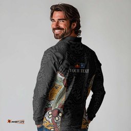 Personalised NAIDOC Deadly 50 Years Long Sleeve Polo Shirt Minimalist Aboriginal Art LT9