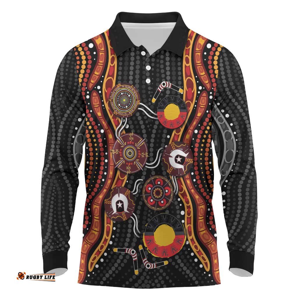 NAIDOC Week 2026 Long Sleeve Polo Shirt Together We Rise Together We Stay Deadly LT9