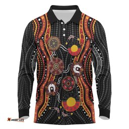 NAIDOC Week 2026 Long Sleeve Polo Shirt Together We Rise Together We Stay Deadly LT9