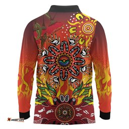 NAIDOC Week 2026 Long Sleeve Polo Shirt 50 Years of Deadly Aboriginal Dot Art LT9