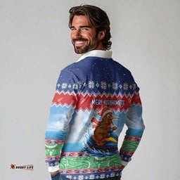New Zealand Christmas Long Sleeve Polo Shirt Funny Jet Ride Kiwi Xmas LT05
