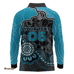 Custom Power Football Long Sleeve Polo Shirt Aboriginal Dot Art Pattern DT05