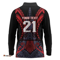 Custom New Zealand Long Sleeve Polo Shirt Maori Kiwiana Pattern Tukutuku Motif LT9