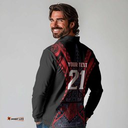 Custom New Zealand Long Sleeve Polo Shirt Maori Kiwiana Pattern Tukutuku Motif LT9