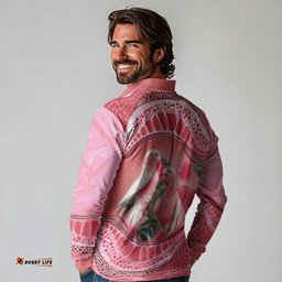 Indigenous Pink Galah Australia Long Sleeve Polo Shirt Australian Hakea Aboriginal Art Proud LT14