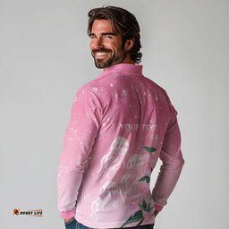 Personalised Pink Boronia of Hope Long Sleeve Polo Shirt Australias Fight Against Breast Cancer LT9
