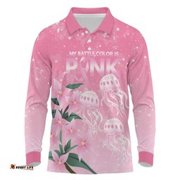 Personalised Pink Boronia of Hope Long Sleeve Polo Shirt Australias Fight Against Breast Cancer LT9