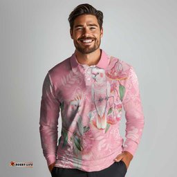 Personalised Galah Cockatoo Eucalyptus Flowers Long Sleeve Polo Shirt Australian Breast Cancer Spirit LT9