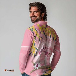 Personalised Galah Australia Day Long Sleeve Polo Shirt 26th January Golden Wattle Pink Color LT14