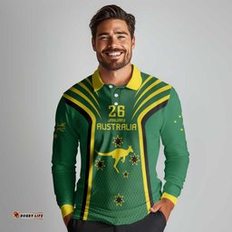 Australia Day 26 January Personalised Long Sleeve Polo Shirt With National Color LT9