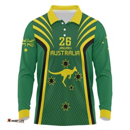 Australia Day 26 January Personalised Long Sleeve Polo Shirt With National Color LT9