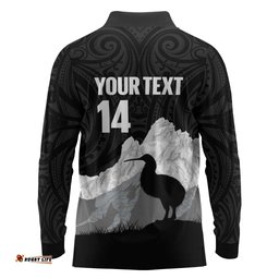 New Zealand South Island Football Custom Long Sleeve Polo Shirt Aoraki Mount Cook With Kiwi Maori Pattern LT14