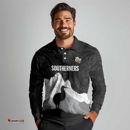 New Zealand South Island Football Custom Long Sleeve Polo Shirt Aoraki Mount Cook With Kiwi Maori Pattern LT14