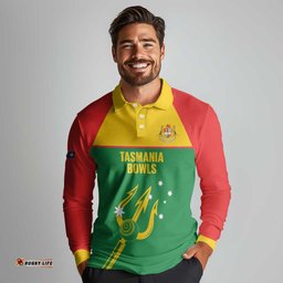 Custom Tasmania Bowls Australia Long Sleeve Polo Shirt Go Tasmanian Tridents LT14