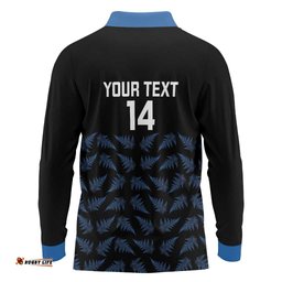 New Zealand Silver Fern Cricket Custom Long Sleeve Polo Shirt Black Cap T20 Version LT14