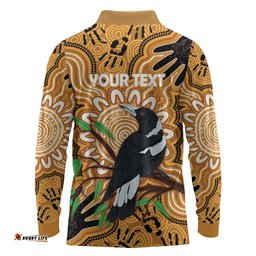 Personalised Australia Magpie NAIDOC Week 2026 Long Sleeve Polo Shirt 50 Years of Deadly Aboriginal Art LT14