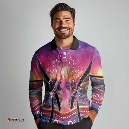 NAIDOC Week 2026 Long Sleeve Polo Shirt Eternal Spirit Tree LT05