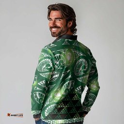 Matariki New Zealand Long Sleeve Polo Shirt NZ Niho Taniwha Maori New Year Green Galaxy LT14