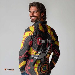 Essendon Bombers NAIDOC Week 2026 Personalised Long Sleeve Polo Shirt 50 Years of Deadly Aboriginal Art LT14