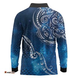 Matariki Galaxy Long Sleeve Polo Shirt New Zealand Map Maori Pattern LT9