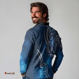 Matariki Galaxy Long Sleeve Polo Shirt New Zealand Map Maori Pattern LT9