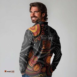 NAIDOC Week 50 Years Deadly Personalised Long Sleeve Polo Shirt Aboriginal Art LT14